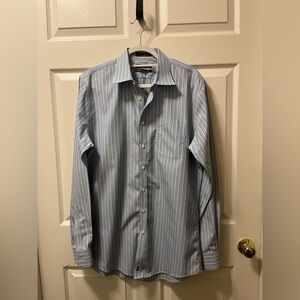 Nordstrom Men’s Trim Fit Smart Care Wrinkle Free Dress Shirt Blue/green. Sz 16